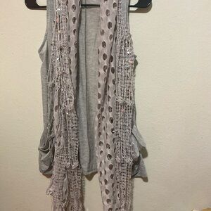 Women’s Ginger G. Grey Y2K Boho Embellished Cardigan Vest SzM